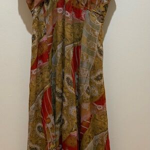 Zara Red and Brown A-Line Skirt